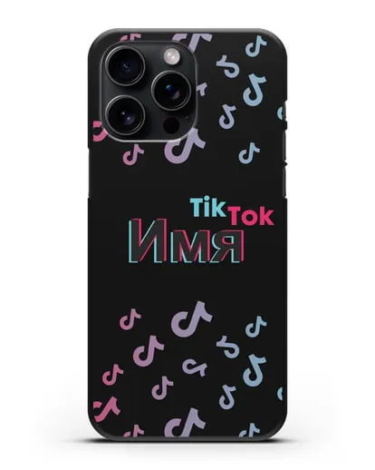 Чехол с надписью TikTok (ТикТок) - ноты силиконовый для iPhone 15 Pro Max