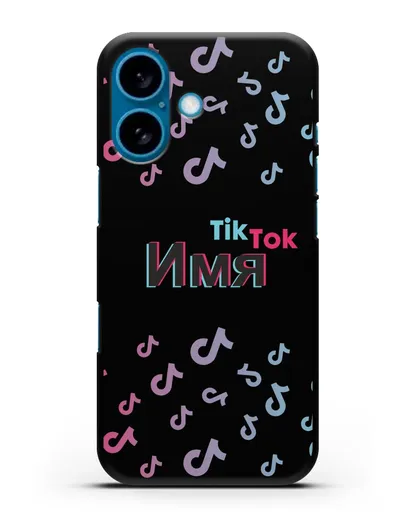Чехол с надписью TikTok (ТикТок) - ноты силиконовый для iPhone 16