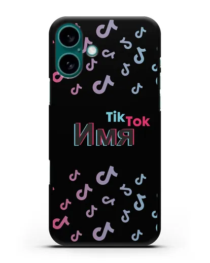 Чехол с надписью TikTok (ТикТок) - ноты силиконовый для iPhone 16 Plus