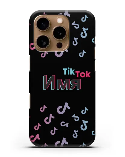 Чехол с надписью TikTok (ТикТок) - ноты силиконовый для iPhone 16 Pro