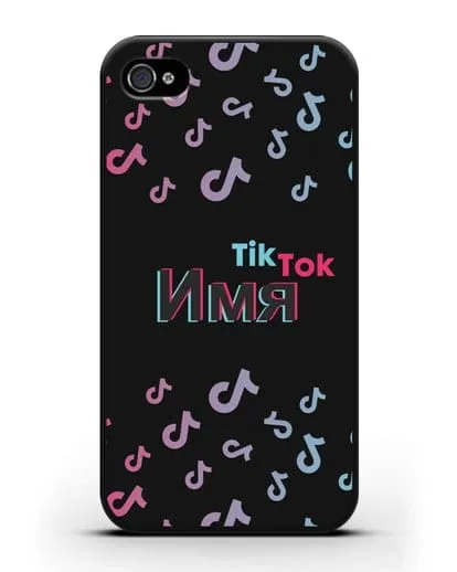 Чехол с надписью TikTok (ТикТок) - ноты силиконовый для iPhone 4/4s