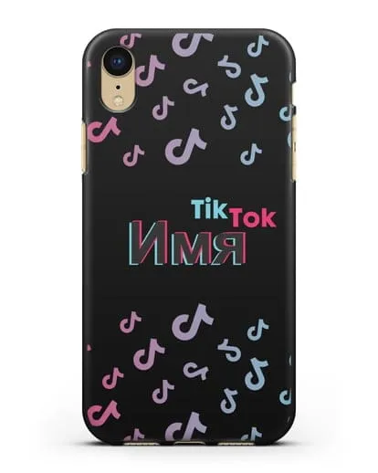 Чехол с надписью TikTok (ТикТок) - ноты силиконовый для iPhone XR