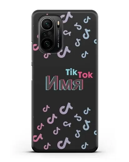 Чехол с надписью TikTok (ТикТок) - ноты силиконовый для Xiaomi Poco F3