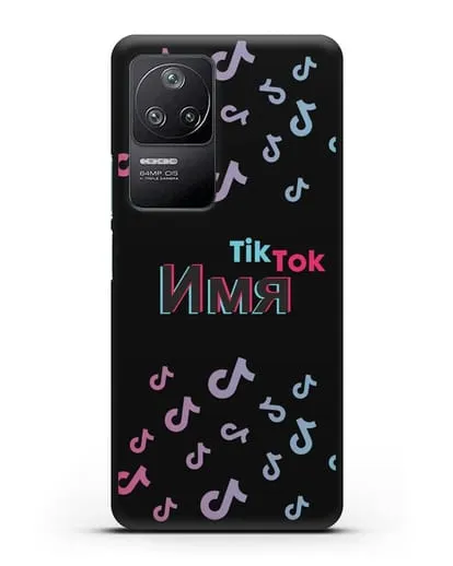 Чехол с надписью TikTok (ТикТок) - ноты силиконовый для Xiaomi Poco F4