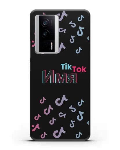 Чехол с надписью TikTok (ТикТок) - ноты силиконовый для Xiaomi Poco F5 Pro