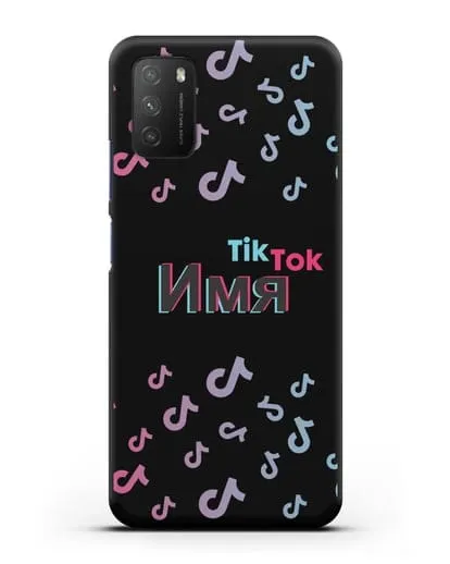 Чехол с надписью TikTok (ТикТок) - ноты силиконовый для Xiaomi Poco M3