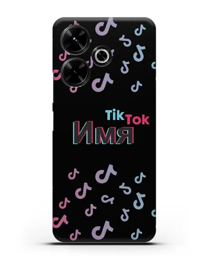 Чехол с надписью TikTok (ТикТок) - ноты силиконовый для Xiaomi Poco M6