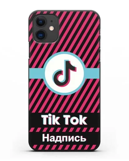 Чехол с надписью TikTok (ТикТок) - косые красные линии силиконовый для iPhone 11