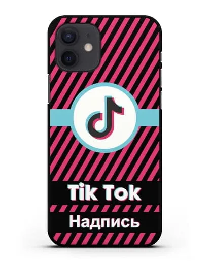 Чехол с надписью TikTok (ТикТок) - косые красные линии силиконовый для iPhone 12