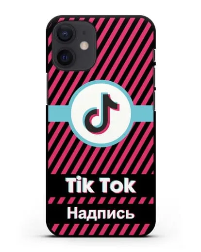 Чехол с надписью TikTok (ТикТок) - косые красные линии силиконовый для iPhone 12 mini
