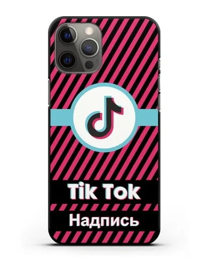 Чехол с надписью TikTok (ТикТок) - косые красные линии силиконовый для iPhone 12 Pro Max