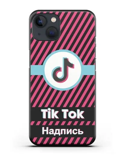 Чехол с надписью TikTok (ТикТок) - косые красные линии силиконовый для iPhone 13 Mini