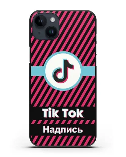 Чехол с надписью TikTok (ТикТок) - косые красные линии силиконовый для iPhone 14 Plus