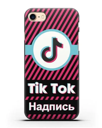 Чехол с надписью TikTok (ТикТок) - косые красные линии силиконовый для iPhone 7