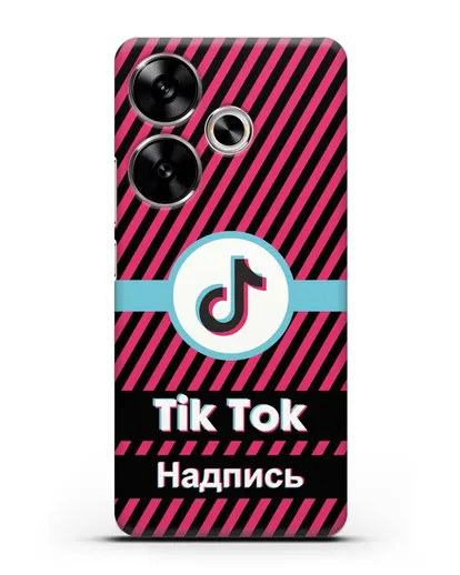 Чехол с надписью TikTok (ТикТок) - косые красные линии силиконовый для Xiaomi Poco F6