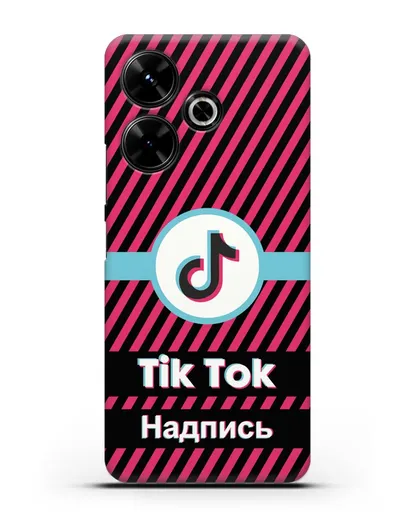 Чехол с надписью TikTok (ТикТок) - косые красные линии силиконовый для Xiaomi Poco M6