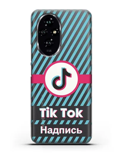 Чехол с надписью TikTok (ТикТок) - косые голубые линии силиконовый для Honor 200