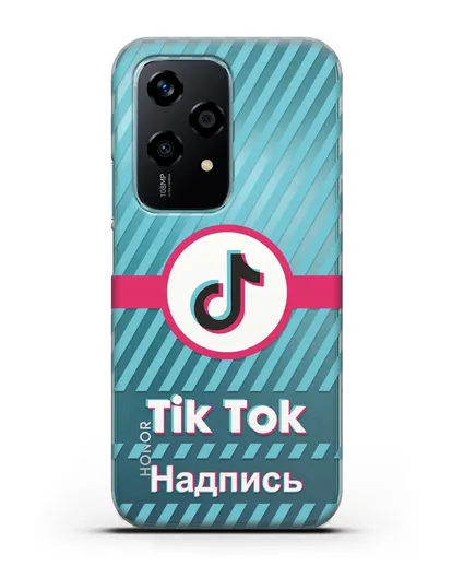 Чехол с надписью TikTok (ТикТок) - косые голубые линии силиконовый для Honor 200 Lite