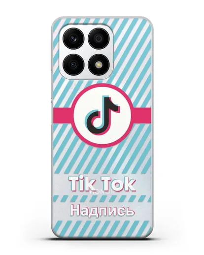 Чехол с надписью TikTok (ТикТок) - косые голубые линии силиконовый для Honor X8a