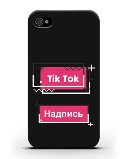 Чехол с надписью TikTok (ТикТок) - рамка с узором силиконовый для iPhone 4/4s