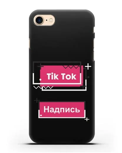 Чехол с надписью TikTok (ТикТок) - рамка с узором силиконовый для iPhone 7