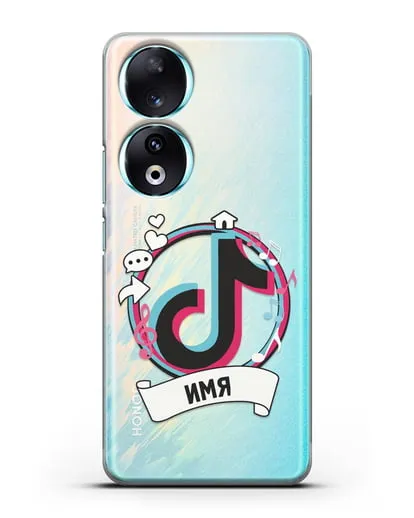 Именной чехол с логином TikTok (ТикТок) силиконовый для Honor 90