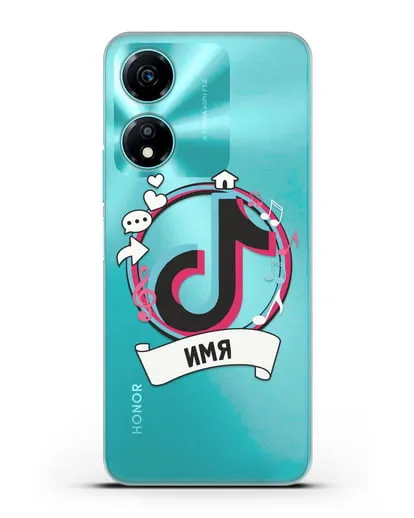 Именной чехол с логином TikTok (ТикТок) силиконовый для Honor X5 Plus
