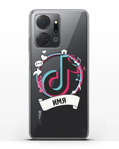 Именной чехол с логином TikTok (ТикТок) силиконовый для Honor X7a