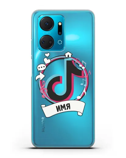 Именной чехол с логином TikTok (ТикТок) силиконовый для Honor X7a Plus
