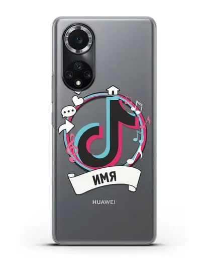 Именной чехол с логином TikTok (ТикТок) силиконовый для Huawei Nova 9