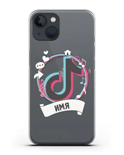 Именной чехол с логином TikTok (ТикТок) силиконовый для iPhone 13
