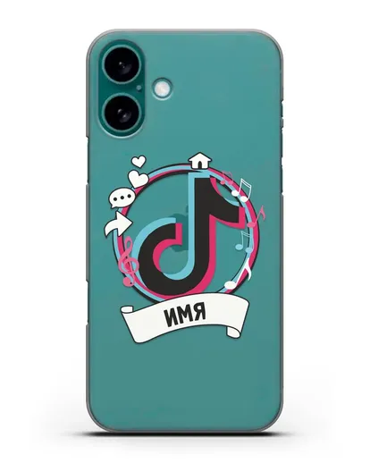 Именной чехол с логином TikTok (ТикТок) силиконовый для iPhone 16 Plus