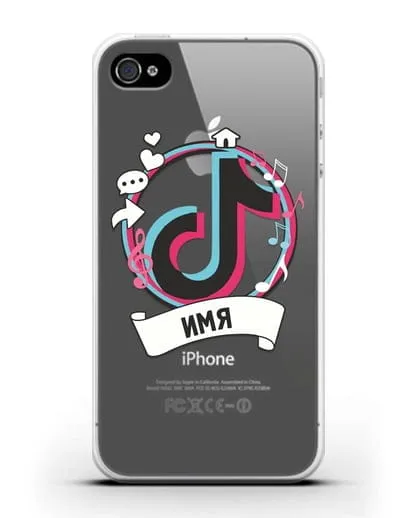 Именной чехол с логином TikTok (ТикТок) силиконовый для iPhone 4/4s