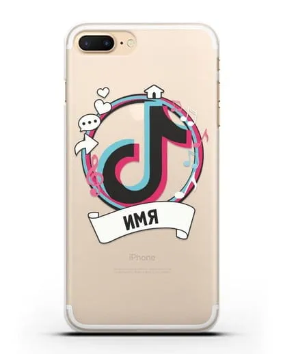 Именной чехол с логином TikTok (ТикТок) силиконовый для iPhone 8 Plus