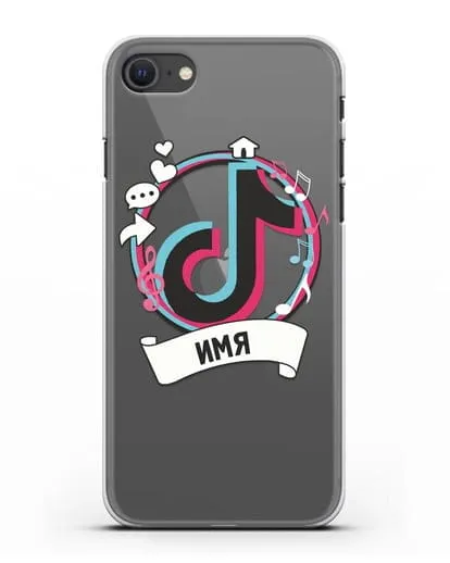 Именной чехол с логином TikTok (ТикТок) силиконовый для iPhone SE 2020