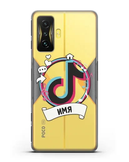 Именной чехол с логином TikTok (ТикТок) силиконовый для Xiaomi Poco F4 GT