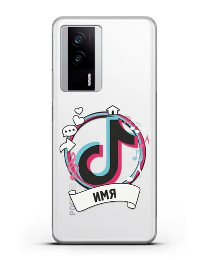 Именной чехол с логином TikTok (ТикТок) силиконовый для Xiaomi Poco F5 Pro