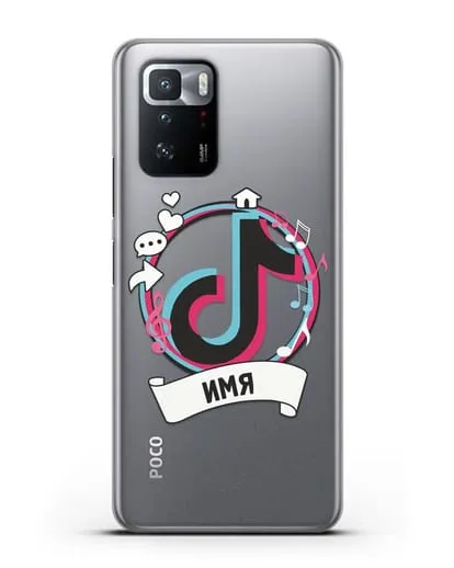 Именной чехол с логином TikTok (ТикТок) силиконовый для Xiaomi Poco X3 GT