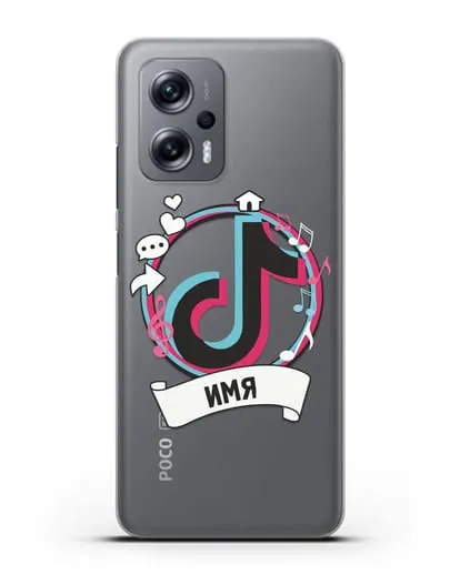 Именной чехол с логином TikTok (ТикТок) силиконовый для Xiaomi Poco X4 GT