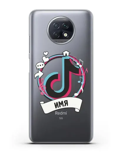 Именной чехол с логином TikTok (ТикТок) силиконовый для Xiaomi Redmi Note 9T