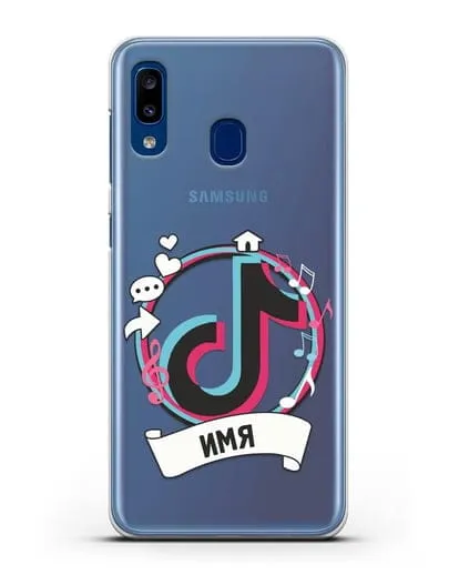 Именной чехол с логином TikTok (ТикТок) силиконовый для Samsung Galaxy A20 [SM-A205FN]