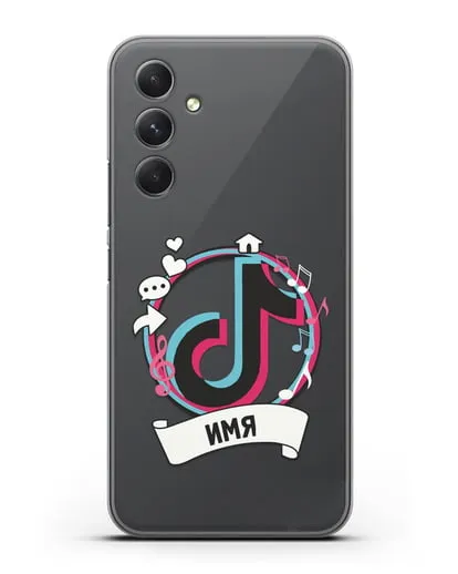 Именной чехол с логином TikTok (ТикТок) силиконовый для Samsung Galaxy A54 [SM-A536]