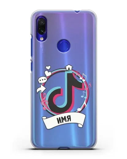 Именной чехол с логином TikTok (ТикТок) силиконовый для Xiaomi Redmi Note 7