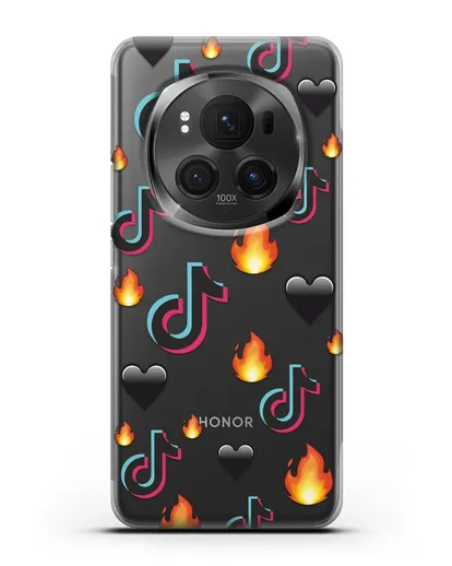 Чехол с паттерном TikTok (ТикТок) силиконовый для Honor Magic 6 Pro