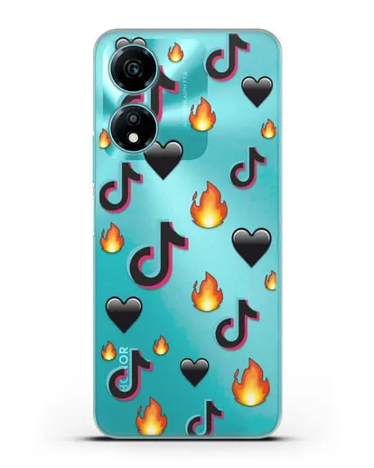 Чехол с паттерном TikTok (ТикТок) силиконовый для Honor X5 Plus