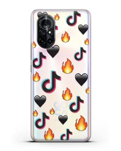 Чехол с паттерном TikTok (ТикТок) силиконовый для Huawei Nova 8