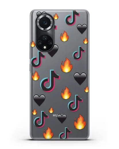 Чехол с паттерном TikTok (ТикТок) силиконовый для Huawei Nova 9
