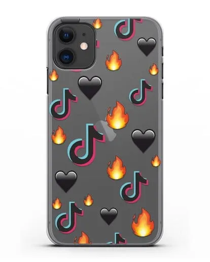 Чехол с паттерном TikTok (ТикТок) силиконовый для iPhone 11