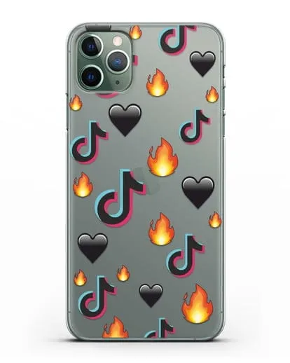 Чехол с паттерном TikTok (ТикТок) силиконовый для iPhone 11 Pro