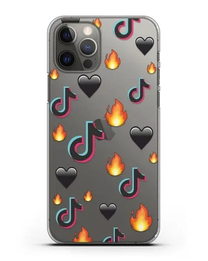 Чехол с паттерном TikTok (ТикТок) силиконовый для iPhone 12 Pro